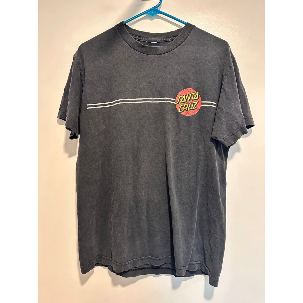 VTG Y2K Santa Cruz Skateboards Skater Graphic Tee Sz:L Black Classic Dot Cotton